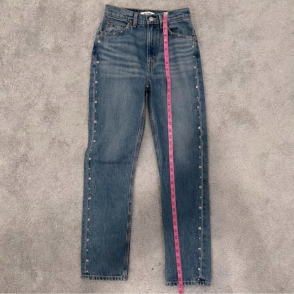 Re/Done Womens Sz 24 70’s Straight Leg Moon
Stoned Stud 100% Cotton Jeans - Picture 7 of 13
